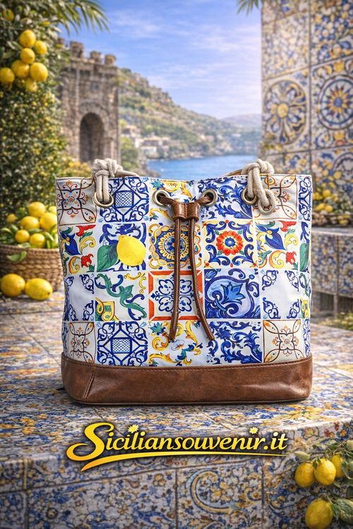 Borsa Siciliana Artigianale Multicolor – Stile Carretto Siciliano con Tracolla Regolabile