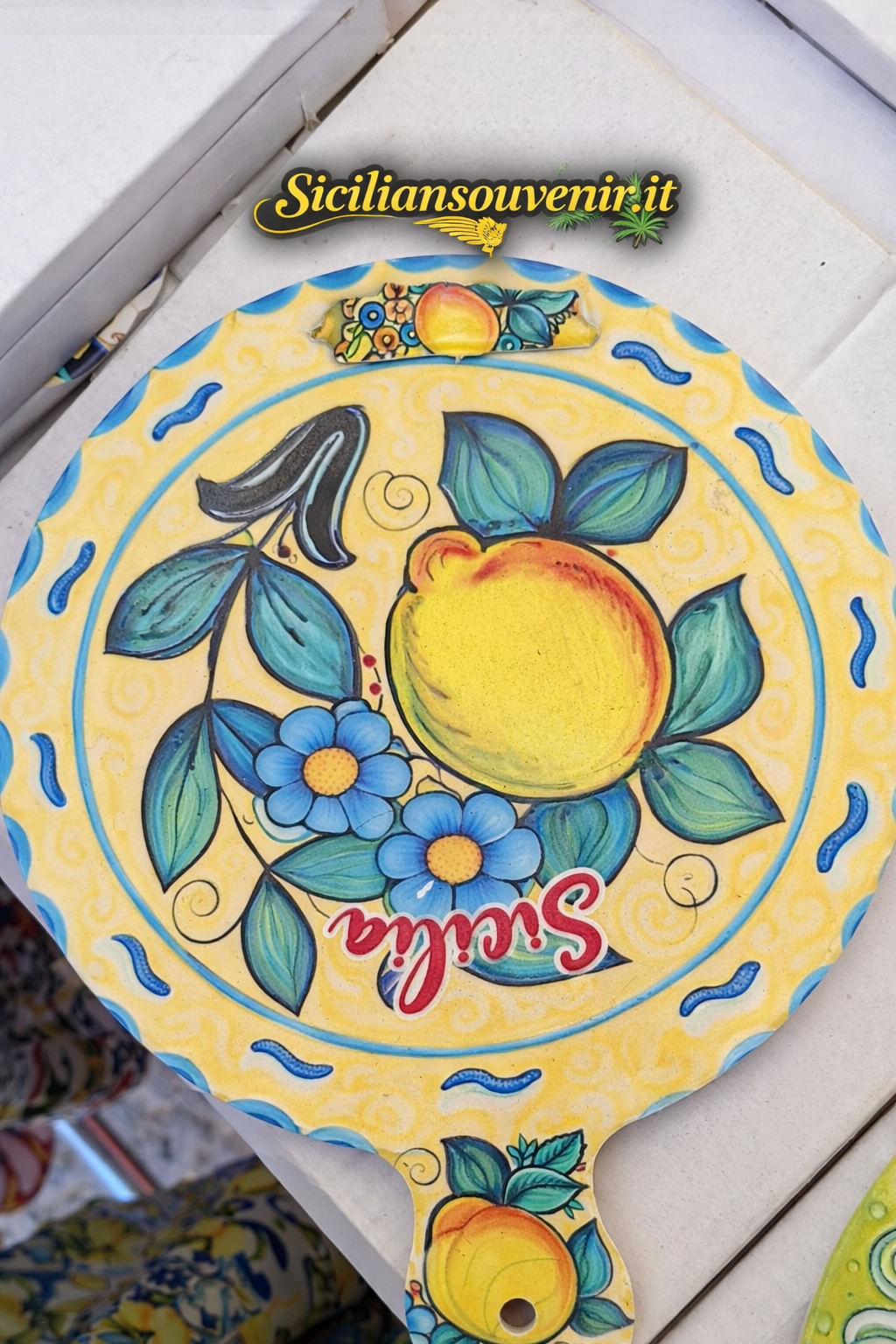 Sottopentola in Ceramica Siciliana con Limoni – Sicilia – Decorazione Tradizionale Made in Italy