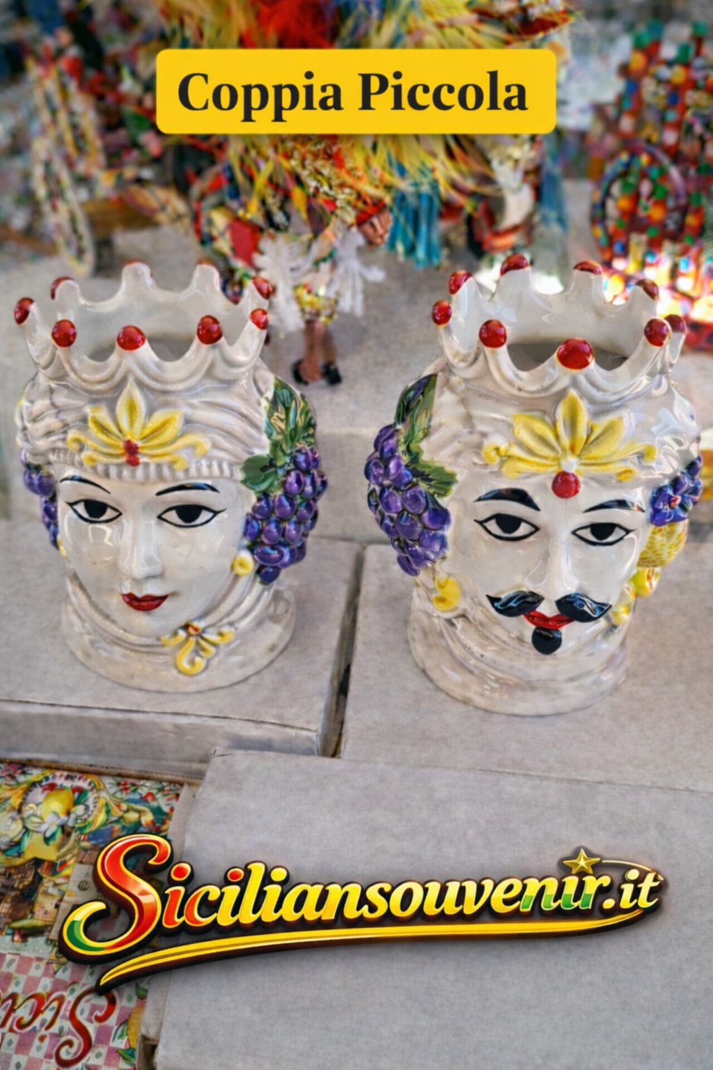 Coppia Piccola Teste di Moro in Ceramica – Tradizione Siciliana