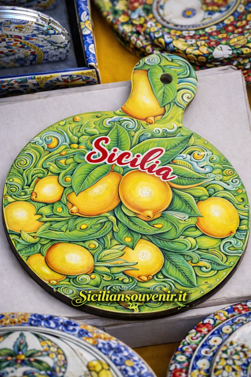 Sottopentola in Ceramica Siciliana con Limoni – Sicilia – Decorazione Tradizionale Made in Italy