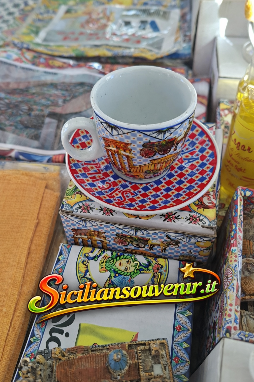 Tazzina da Caffè Sicilia con Piattino – Set Espresso Decorato