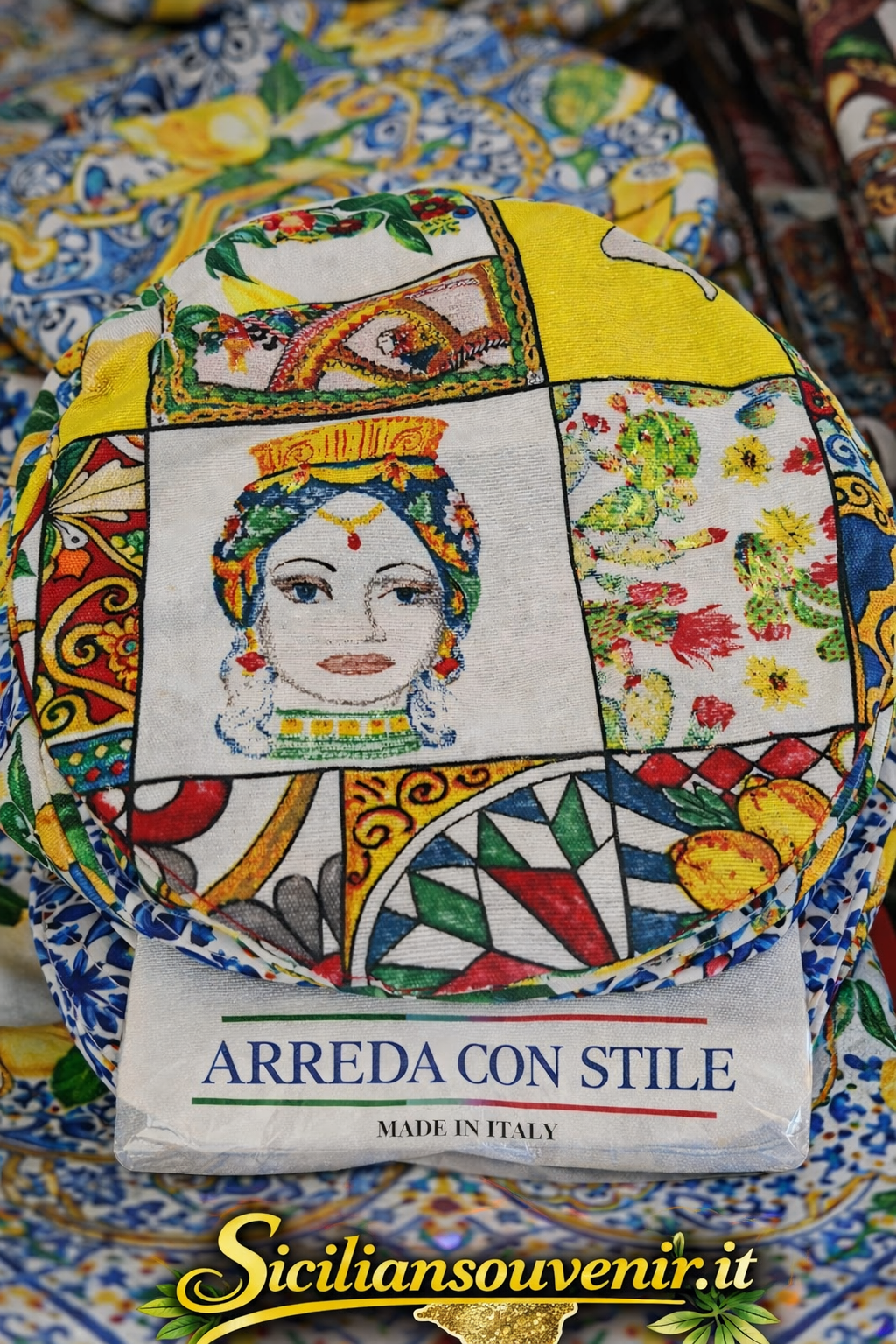 coppola Siciliana Fantasia Maioliche e Testa di Moro – Made in Italy